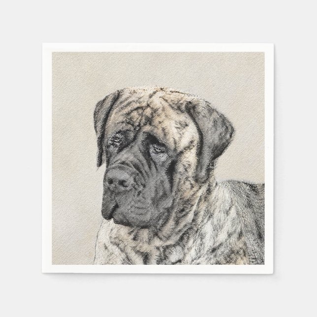 Guardanapo De Papel Pintura do Mastiff Inglês (Brindle) - Arte Canina (Frente)