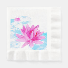 Guardanapo De Papel Pintura em Aquarela com Flor de Lotus Rosa