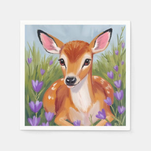 Guardanapo De Papel Pintura em Aquarela de Animal Filhote de Veado