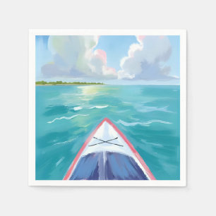 Guardanapo De Papel Pintura em Aquarela de Caiaque no Lago