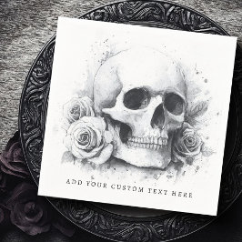 Guardanapo De Papel Pintura em aquarela de caveira com rosas