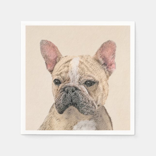 Guardanapo De Papel Pintura em Bulldog Francês (Sable) - Pintura Origi (Frente)