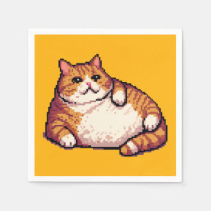 Guardanapo De Papel Pintura em forma de pixel de gato gordo laranja