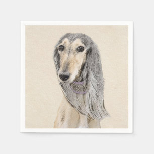 Guardanapo De Papel Pintura em Saluki - Arte Cão Original