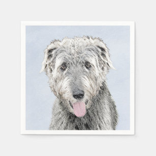 Guardanapo De Papel Pintura em Wolfhound Irlandês - Arte Cão Origina