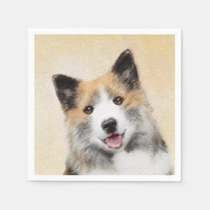 Guardanapo De Papel Pintura Islandesa Do Cão - Arte Original Do Cão