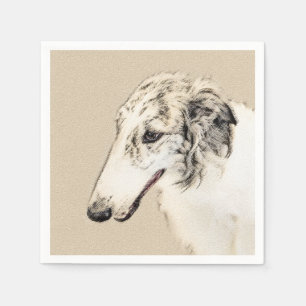 Guardanapo De Papel Pintura Original de Cachorro Borzoi (Silver Brindl