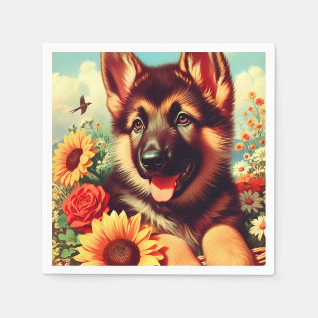 Guardanapo De Papel Pintura para pinos de German shepherd cômodo (Frente)