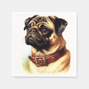 Guardanapo De Papel Pintura Retroativa de Pug de Cubo