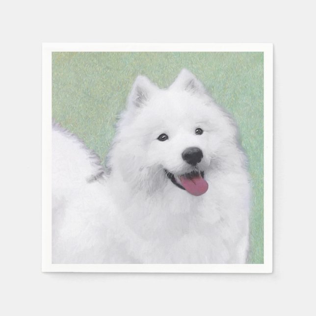 Guardanapo De Papel Pintura Samoyed - Arte Cachorosa Original (Frente)
