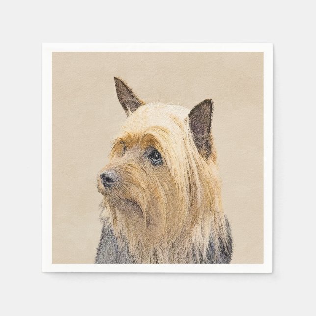 Guardanapo De Papel Pintura Silky Terrier - Arte Cachorro Original Cac (Frente)