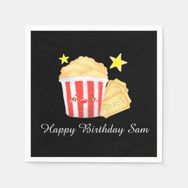 Guardanapo De Papel Pipoca E Bilhetes Noturnos De Filme (Frente)