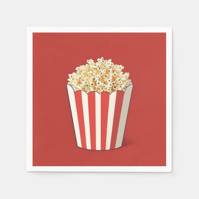 Guardanapo De Papel Pipoca num Fundo Vermelho (Frente)