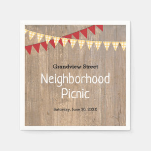 Guardanapo De Papel Piquenique amarelo rústico da vizinhança da xadrez