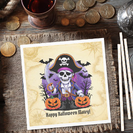 Guardanapo De Papel Pirata Esqueleto Assustador no Halloween