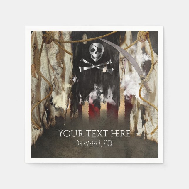 Guardanapo De Papel Pirata Theme Birthday ou Bachelor Party (Frente)