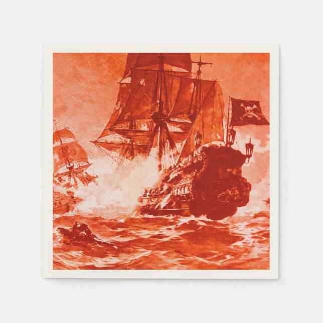 Guardanapo De Papel PIRATE SHIP BATTTTTLE EM vermelho (Frente)