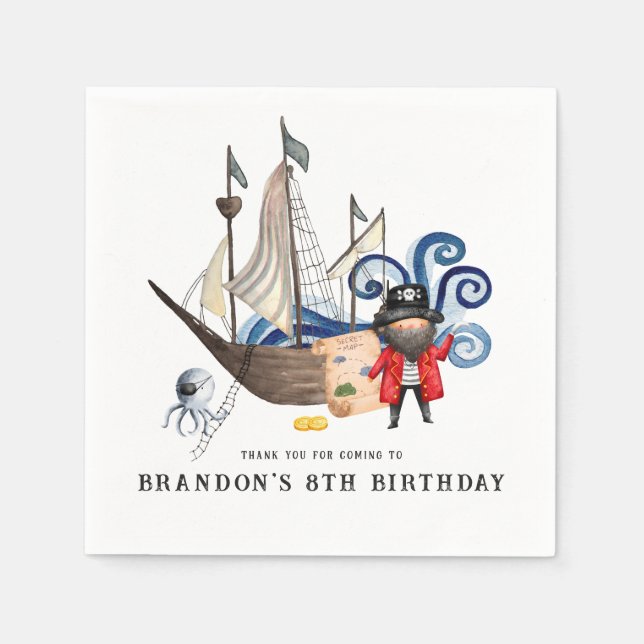 Guardanapo De Papel Pirate Themed Festa de aniversário Napkins (Frente)