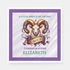 Guardanapo De Papel Pisces Zodiac Baby Shower Lavender and Green