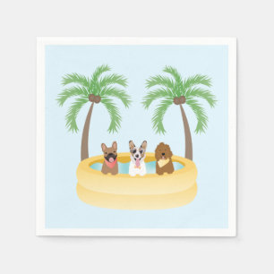 Guardanapo De Papel Piscina de Natação dos Cães de Verão