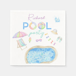 Guardanapo De Papel Piscina de Piscina de Aquarela