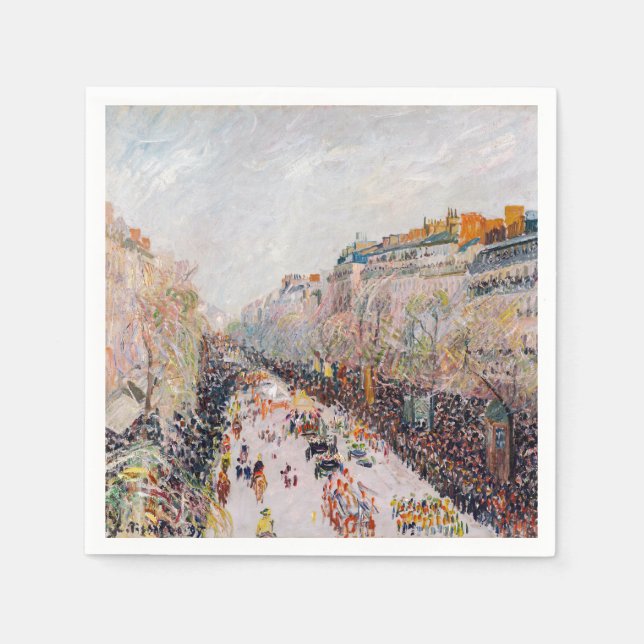 Guardanapo De Papel Pissarro - Montmartre, Mardi Gras no Boulevard (Frente)