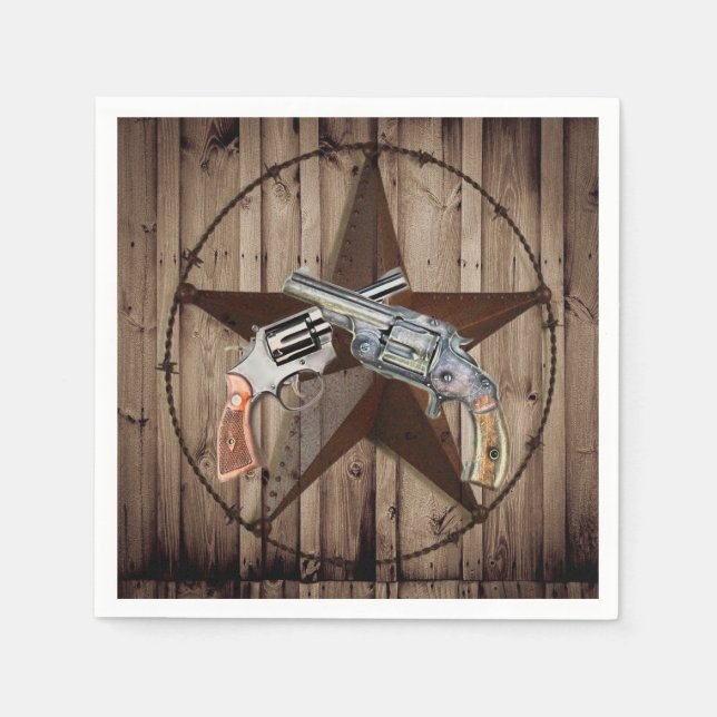 Guardanapo De Papel pistola rustic west country texas star cowboy (Frente)