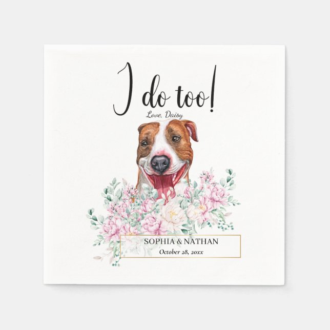 Guardanapo De Papel Pit Bull Cachorro Casamento Cocktail Napkins (Frente)