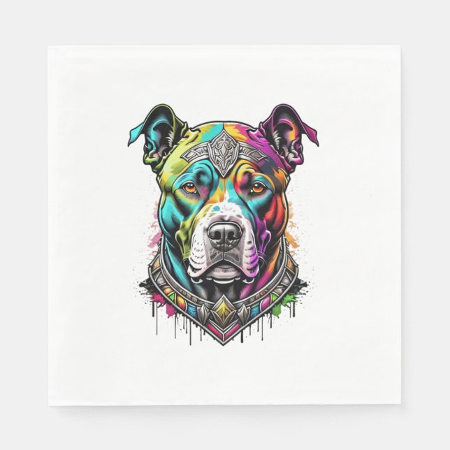Guardanapo De Papel pitbull colorido (Frente)