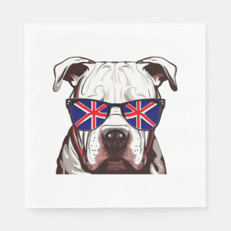 Guardanapo De Papel Pitbull Vestindo os óculos de sol da Union Jack