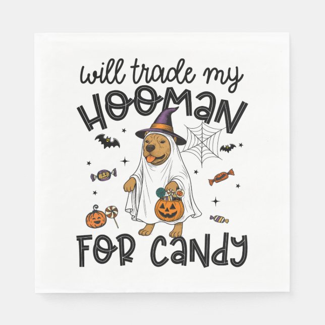 Guardanapo De Papel Pitpull Dog Halloween Ghost Spooky (Frente)