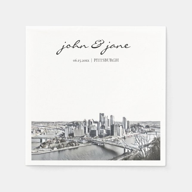 Guardanapo De Papel Pittsburgh Cocktail Personalizado Napkin (Frente)