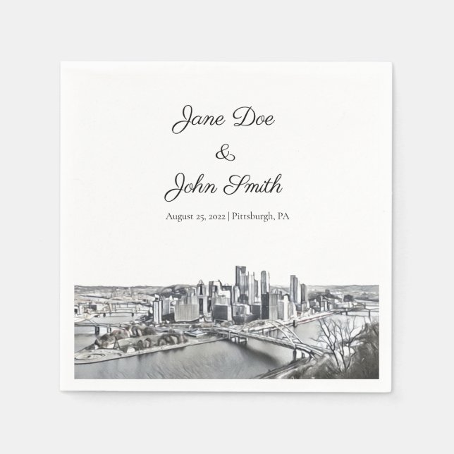 Guardanapo De Papel Pittsburgh Cocktail Personalizado Napkin (Frente)