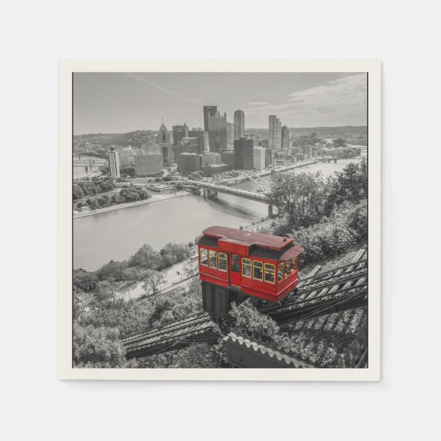 Guardanapo De Papel Pittsburgh Steel City Skyline Fotografia Incline (Frente)