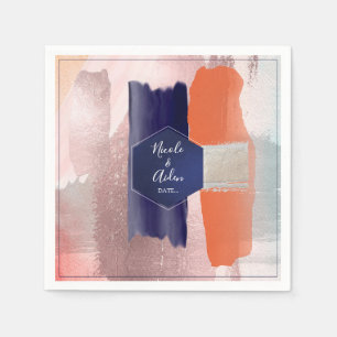 Guardanapo De Papel PixDezines Arte Moderna, Navy+Rose Gold