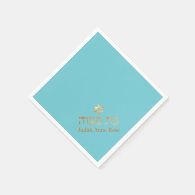 Guardanapo De Papel PixDezines Faux Dourado, faça Turquoise Bat Mitzva (Canto)