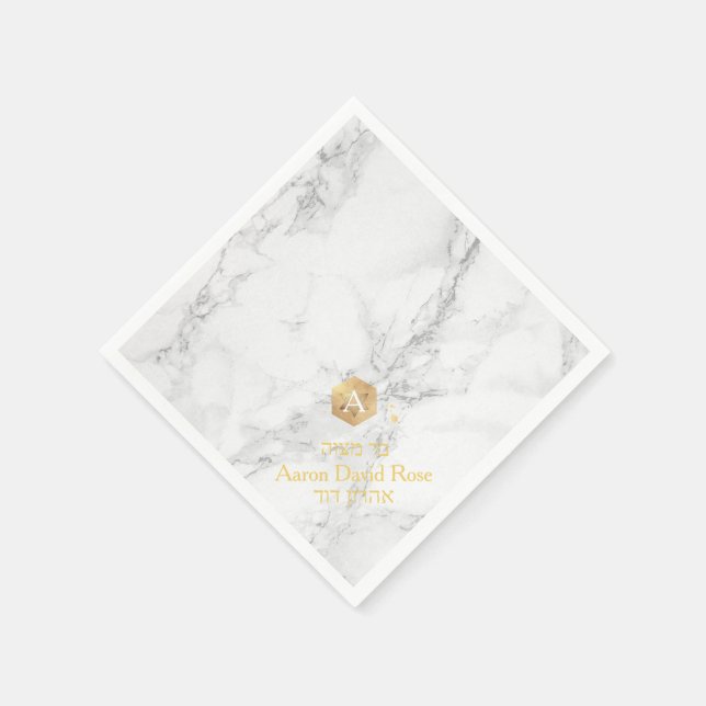 Guardanapo De Papel PixDezines Marble+Honeycomb, Faux Dourado Mitzvah (Canto)