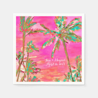 Guardanapo De Papel PixDezines Praia Havaiana Vintage/Rosa/Ciano