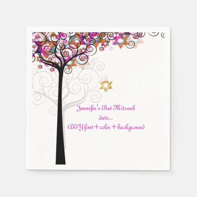 Guardanapo De Papel PixDezines TREE OF LIFE/BAT MITZVAH/PINK (Frente)