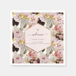 Guardanapo De Papel PixDezines Vintage H2 Blush Burgundy Rosas