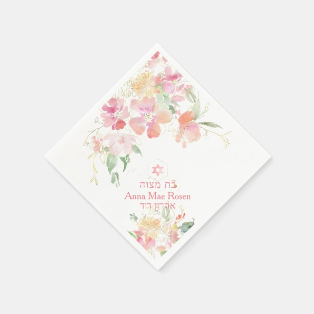 Guardanapo De Papel PixDezines Watercolor Blushing Mitzvah (Canto)