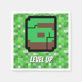 Guardanapo De Papel Pixelated Gamer Green Building Level Up 6
