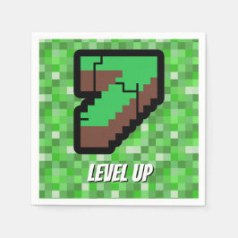 Guardanapo De Papel Pixelated Gamer Green Building Level Up 7