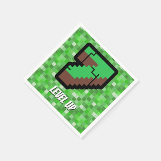 Guardanapo De Papel Pixelated Gamer Green Building Level Up 7