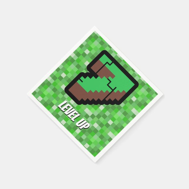 Guardanapo De Papel Pixelated Gamer Green Building Level Up 7 (Canto)