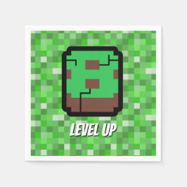 Guardanapo De Papel Pixelated Gamer Green Building Level Up 8