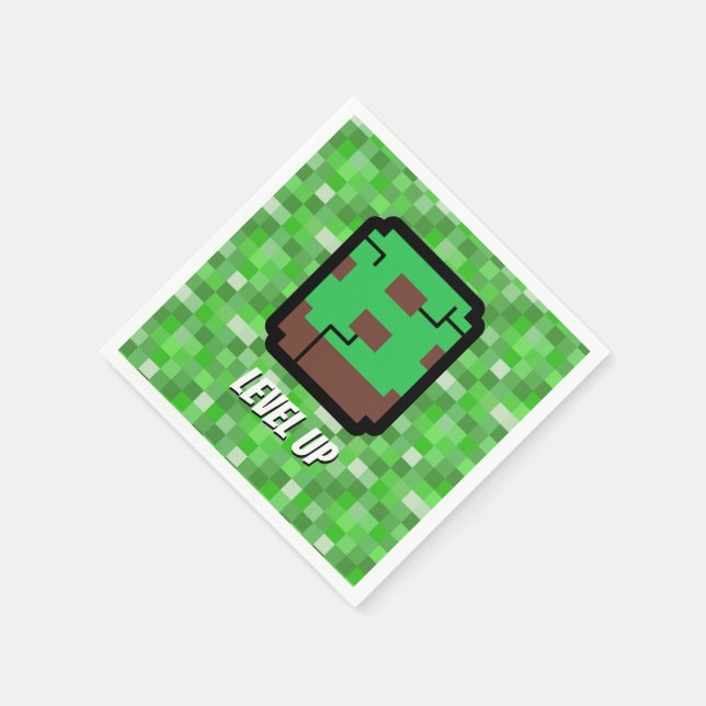 Guardanapo De Papel Pixelated Gamer Green Building Level Up 8 (Canto)