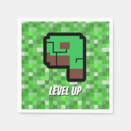 Guardanapo De Papel Pixelated Gamer Green Building Level Up 9