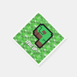 Guardanapo De Papel Pixelated Gamer Green Building Level Up 9