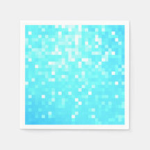Pixels de Aqua Turquoise Papel Napkins